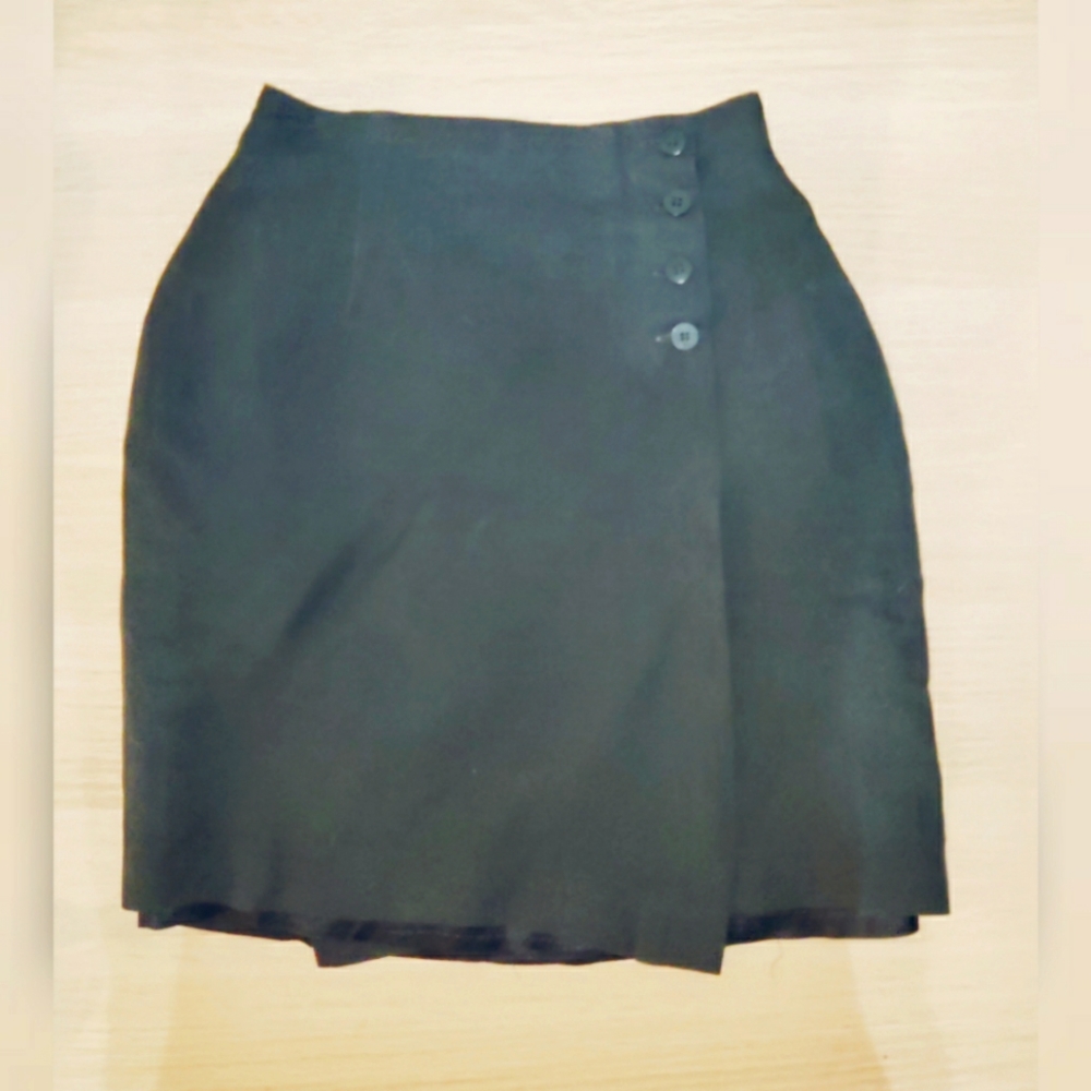 Ann Taylor Pencil Skirt Black Button Details Mini